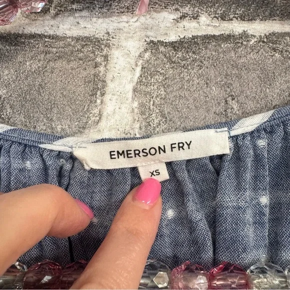 Emerson Fry FRANCES BLOUSE BLUE IVORY SAILOR STRIPE shirt top button front - Picture 6 of 11